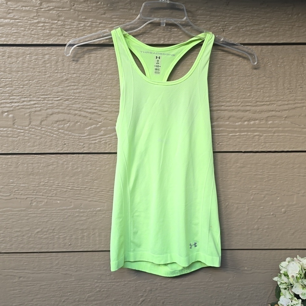 UNDER ARMOUR Neon Threadborne Fitted Heat Gear Racerback Tank Top XS